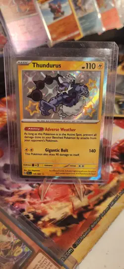 Pokemon TCG Thundurus 139/091 Paldean Fates Shiny Holo Rare Card - Image 1