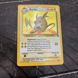 Pokemon TCG Raichu Fossil Holo Rare Card 14/62 LP - Image 1