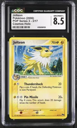 CGC 8.5 Jolteon 2006 POP Series 3 3/17 Cosmos Holo Pokemon Card - Image 1