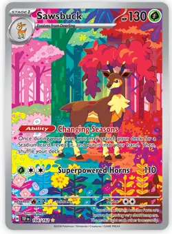 Pokemon TCG Sawsbuck 166/162 Illustration Rare SVTemporal Forces Holo En - Image 1