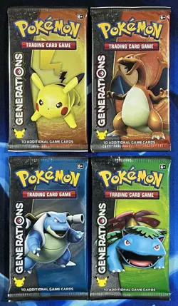 Pokemon XY Generations Booster Pack Artset Complete Lot X4 Charizard Sealed - Image 1