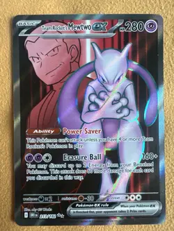 Team Rocket’s Mewtwo EX 213/182 Full Art Destined Rivals Pokemon GREAT CENTERING - Image 1