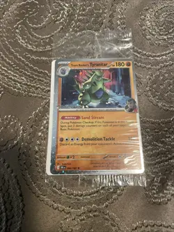 ERROR MISCUT Team Rockets Tyranitar 096/182 Pokemon Center Stamp Promo Sealed - Image 1