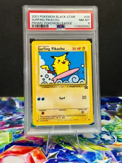 Pokemon - Surfing Pikachu #28 - Wizards Black Star Promo - PSA 8 - Near Mint - Image 1