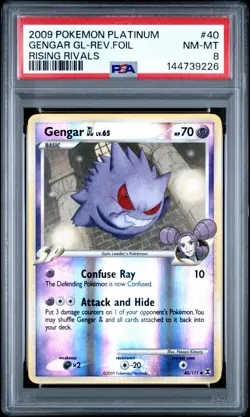 Pokemon Gengar 40/111 Rising Rivals Reverse Holo 2009 PSA 8 - Image 1