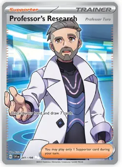 Pokemon Professor's Research 241/198 Ultra Rare Scarlet & Violet Base Set Holo - Image 1