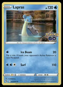 Pokemon Cards Lapras 023/078 Pokemon GO Holo Rare NM - Image 1