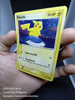 Pokemon Card - PIKACHU #12 (POP SERIES 5) YEAR 2007 "CORRECTED V." "HOLO SWIRL" - Image 2