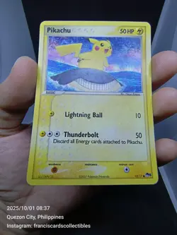 Pokemon Card - PIKACHU #12 (POP SERIES 5) YEAR 2007 "CORRECTED V." "HOLO SWIRL" - Image 4