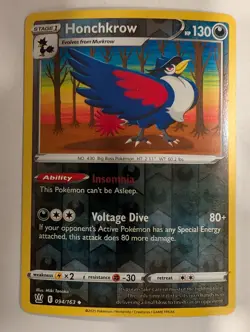 Honchkrow 094/163 - Battle Styles Reverse Pokemon Holo Foil Nice! - Image 1