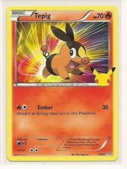 Pokemon Tepig 13/25 Non-Holo 25th Anniversary Mcdonalds Promo 2021 Pack Fresh - Image 1