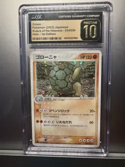 CGC PRISTINE 10 BL Golem 1st Ed 034/054 Rulers Heavens Holo Pokemon 2003-POP 1 - Image 1