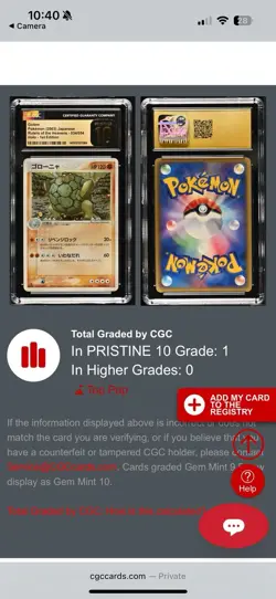 CGC PRISTINE 10 BL Golem 1st Ed 034/054 Rulers Heavens Holo Pokemon 2003-POP 1 - Image 4