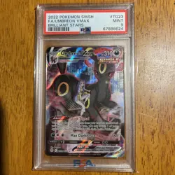 2022 POKEMON SWORD & SHIELD BRILLIANT STARS #TG23 FULL ART/UMBREON VMAX PSA 9 - Image 1