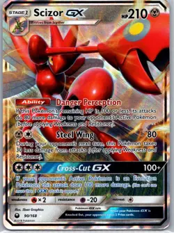 Pokemon TCG Scizor GX 90/168 Celestial Storm Holo LP - Image 1
