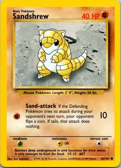 Sandshrew 62/102 Common Base Set Unlimited Pokemon Near Mint - Image 1