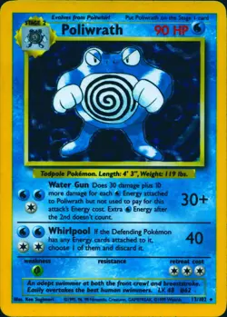 POLIWRATH 13/102 HOLO HOLO RARE BASE SET UNLIMITED POKEMON HOLO LP - Image 1
