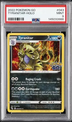 2022 POKEMON GO #043 TYRANITAR-HOLO PSA 9 - Image 1