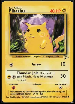 Pikachu 87/130 Common Base Set 2 Pokemon Card - Image 1