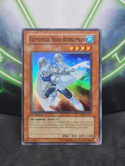 Yugioh Elemental Hero Bubbleman YSDJ-EN017 Super Rare 1st Edition LP - Image 1
