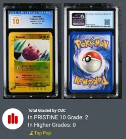 CGC PRISTNE 10 2003 POKEMON SKYRIDGE #112 VENONAT-REVERSE FOIL POP 2 - Image 3