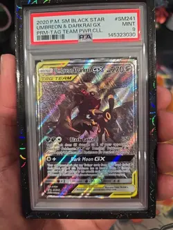 2020 Pokemon Sun and Moon Umbreon & Darkrai GX Black Star Promo #SM241 PSA 8 - Image 1