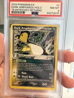 Dark Ampharos 2/109 PSA 8 - *Swirl* EX Team Rocket Pokemon TCG - Image 2