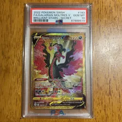 2022 POKEMON SWORD & SHIELD BRILLIANT STARS FULL ART/GALARIAN MOLTRES V PSA 10 - Image 1