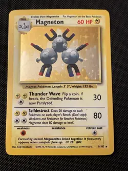 Pokemon Base Set Magneton Holo Rare 9/102 NM/LP - Image 1