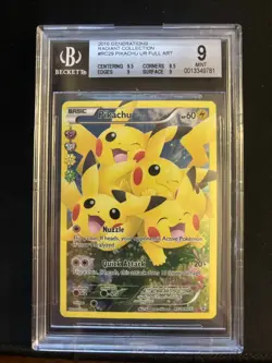2016 Pokemon XY Generations Pikachu FA Radiant Collection RC29 BGS 9 MINT - Image 1