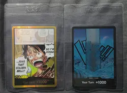 One Piece Monkey.D.Luffy Gold DON And Don Skypiea arc Variant From 2 Pack OP-15 - Image 1