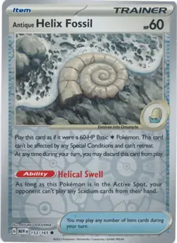 Antique Helix Fossil 153/165 - SV: 151 - Reverse Holo - Pokemon TCG - LP - Image 1