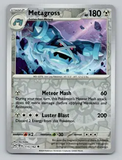 Reverse Holo Metagross 115/162 Uncommon Temporal Forces Pokemon - Image 1