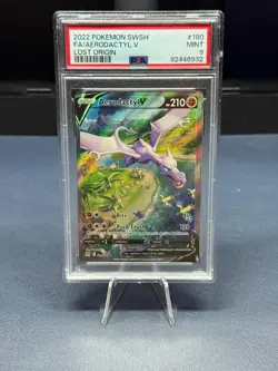 2022 Pokemon Swsh FA/Aerodactyl V Lost Origin #180 PSA 9 MINT - Image 1