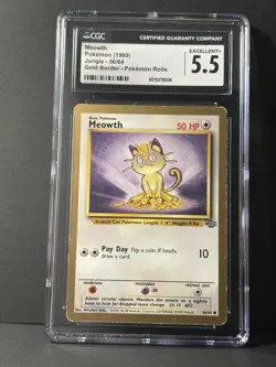 CGC 5.5 Ex+ Meowth 56/64 Gold Border Jungle Unlimited ~ Pokemon Rolls - Image 1