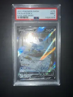 2021 POKEMON SWORD & SHIELD EVOLVING SKIES #175 FULL ART/GLACEON V PSA 9 - Image 1