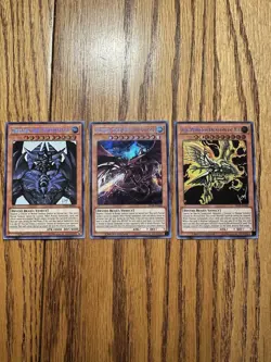 * EGYPTIAN GOD 3 CARD SET * SLIFER RA OBELISK PRISMATIC SECRET RARE TN19 YUGIOH! - Image 1