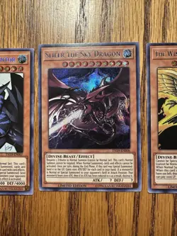 * EGYPTIAN GOD 3 CARD SET * SLIFER RA OBELISK PRISMATIC SECRET RARE TN19 YUGIOH! - Image 3