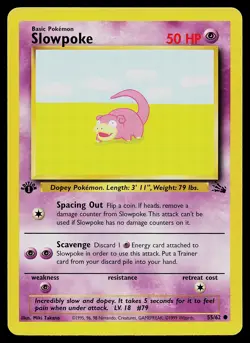 Pokemon Card - Slowpoke Fossil 55/62 Common 1st Edition - Image 1