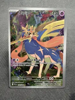 Pokemon Zacian 100/094 Me02: Phantasmal Flames Illustration Rare Holo Card - Image 1