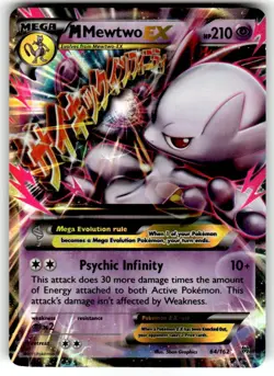 Pokemon M Mega Mewtwo EX Ultra Rare Holo TCG Card 64/162 XY Breakthrough NM - Image 1