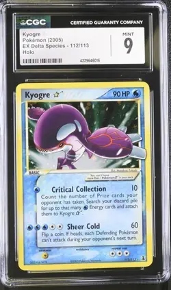 CGC 9 Kyogre Gold Star 2005 EX Delta Species 112/113 Holo Pokemon Card - Image 1