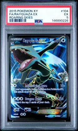 2015 POKEMON XY ROARING SKIES #104 FULL ART/RAYQUAZA EX PSA 5 - Image 1
