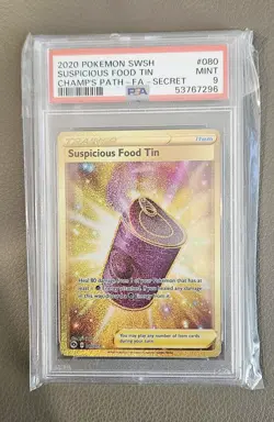 2020 Pokemon Champion's Path Suspicious Food Tin Gold Secret Rare 080/073 PSA 9 - Image 4