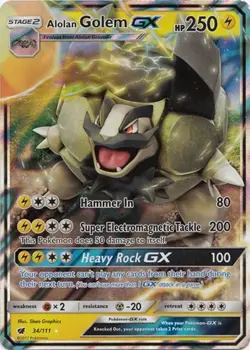 Alolan Golem GX (#34/111) - Holofoil SM - Crimson Invasion LP Pokemon - Image 1