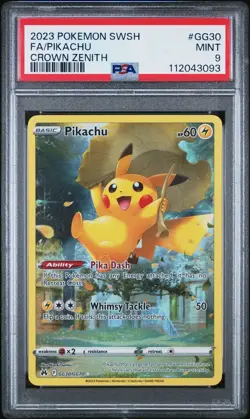 2023 POKEMON SWORD & SHIELD CROWN ZENITH #GG30 FULL ART/PIKACHU PSA 9 - Image 1