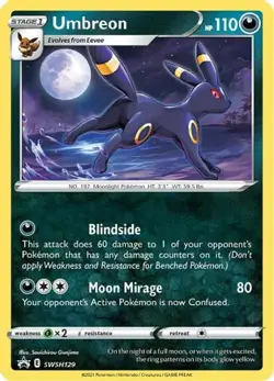 UMBREON SWSH129 COSMOS HOLO BLACK STAR PROMO SWORD & SHIELD NM - Image 1