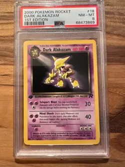 Pokemon Rocket 1st Edition DARK ALAKAZAM NON HOLO 18/82 PSA 8 # 68473869 - Image 3