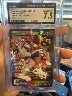 2015 Pokemon Team Magma's Groudon EX XY Double Crisis #15/34 CGC 7.5 NM - Image 1