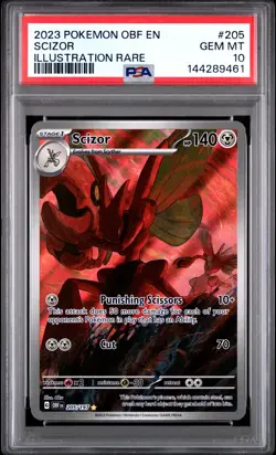 2023 POKEMON OBF EN-OBSIDIAN FLAMES ILLUSTRATION RARE #205 SCIZOR PSA 10 - Image 1